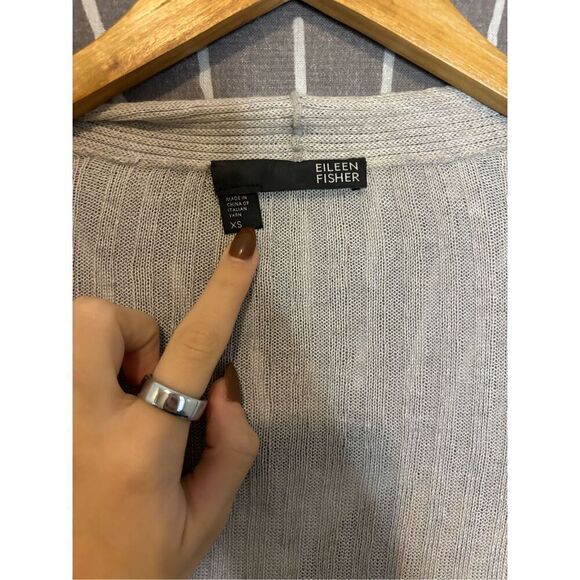 Eileen Fisher Gray Linen Cardigan - Picture 2 of 6